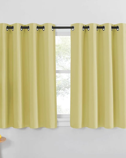 NICETOWN Paler Yellow Blackout Curtain for Living Room - Solid Thermal Insulated Grommet Blackout Panel/Drape for Bedroom Kitchen Window (1 Panel, 52 inches Wide by 54 inches Long)