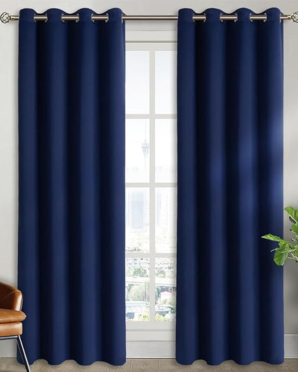 BGment Blackout Curtains for Living Room - Grommet Thermal Insulated Room Darkening Curtains for Bedroom, Set of 2 Panels (52 x 84 Inch, Navy Blue)