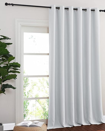 NICETOWN Patio Door Curtain Room Darkening Drapes, Grommet Top Light Blocking Room Divider Curtain Panel for Bedroom/Living Room (Greyish White, W80 x L95, 1 Panel)