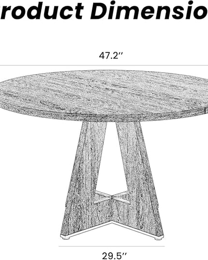 Farini 47" Round Dining Table for 4-6,Modern Kitchen Room Table with Wood Top & Sturdy Metal Base,Large Round Dinner Table for Dining Room,Walnut
