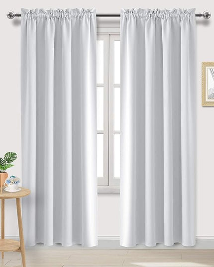 DWCN Blackout Curtains for Bedroom – Rod Pocket Thermal Insulated Noise Reducing Noise Reducing Drapes for Living Room, W 52 x L 95 Inch, 2 Panels, Greyish White