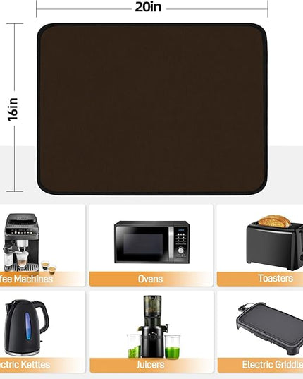 Heat Resistant Mats for Countertop - Fireproof 16x20in Heat Resistant Mats for Air Fryer - Kitchen Countertop Protector for Air Fryer, Coffee Maker, Stand Mixer, Toaster, Oven Brown - 2PCS