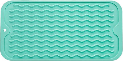 Silicone Dish Drying Mat for Multiple Usage,Easy clean,Eco-friendly,Heat-resistant Silicone Mat for Kitchen Counter or Sink,Refrigerator or Drawer Liner Mint S 12 inches x 6 inches