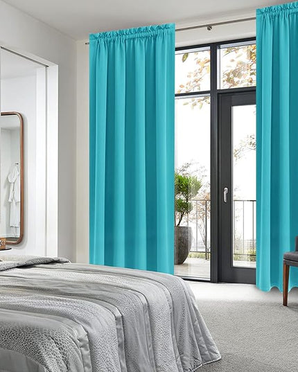 DWCN Insulated Blackout Curtains for Bedroom, Energy Saving Privacy Room Darkening Curtains for Living Room (W60 x L84 inch, Turquoise, Set of 2 Panels, Top of Rod Pocket)