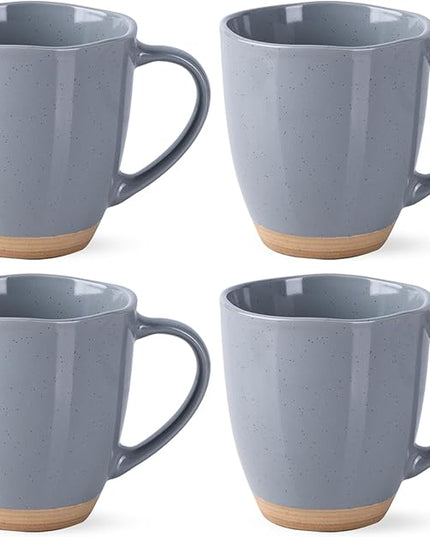 AmorArc 12oz Ceramic Coffee Mugs set of 6, Stylish Coffee Mugs with Rustic Terracotta Underside for Latte/Cappuccino/Milk/Cocoa, Dishwasher&Microwave Safe, Gray
