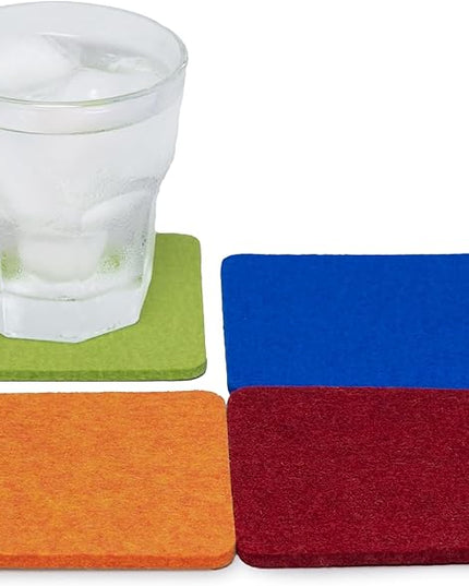 Graf Lantz - Bierfilzl Merino Wool Square Coasters Set of 4 - Carnival (4"x4"x5mm) - Absorbs 30% of Weight - Natural German Wool - Heat Resistant, Sustainable, Reusable - Home Decor