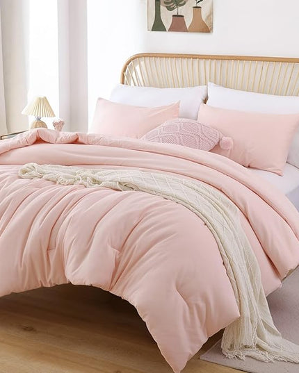 ROSGONIA Twin/Twin XL Comforter Set for College Girls Boys Blush, 1 Boho Pink Comforter & 1 Pillowcase, Lightweight Kids Comforter Sets Dorm Bedding