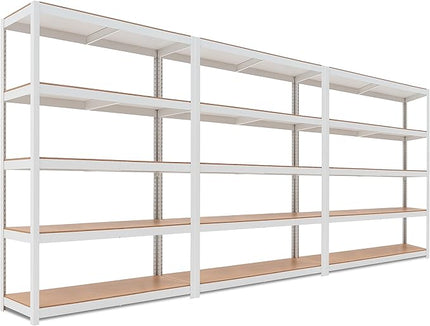 HOMEDANT House 5 Tier Laminated Metal Shelving Unit Adjustable Storage Utility Rack Heavy Duty Shelves Organization Multipurpose Shelf Kitchen Garage Pantry Closet (3, (L) 48.1" W, White)