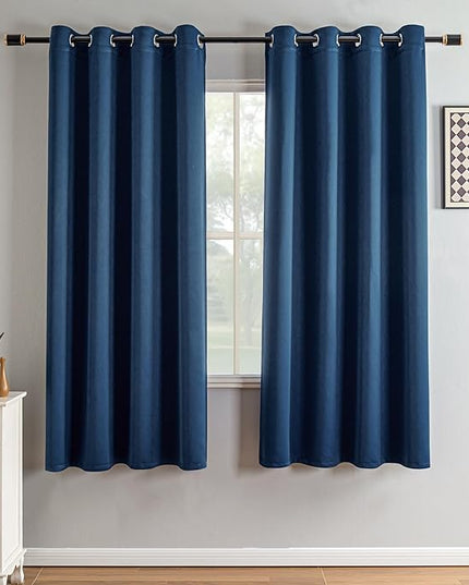 Blackout Curtains 72 Inch Length 2 Panels Set, Black Out Curtains for Bedroom 72 Inch Long, Grommet Energy Saving Room Darkening Drapes for Living Room Window Navy Blue(W52 x L72)