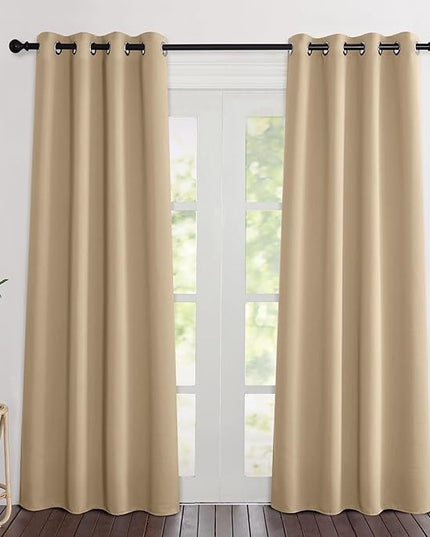 NICETOWN Biscotti Beige Curtains 84 inch Length 2 Panels, Grommet Thermal Insulated Window Treatments Light & Sound Reducing Drapes for Living Room/Bedroom, W46 x L84