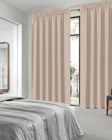 DWCN Blackout Curtains for Living Room Thermal Insulated, Energy Saving & Noise Reducing Bedroom Curtains, Camel, W 70x L 84 Inch, Set of 2 Rod Pocket Curtain Panels