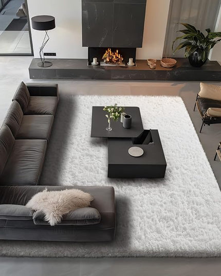 Ophanie Area Rugs 9x12 Living Room, Large White Bedroom Carpet, Big Shag Indoor Thick Soft Nursery Rug, Fluffy Carpets for Boy and Girls Room Dorm Home Decor Aesthetic