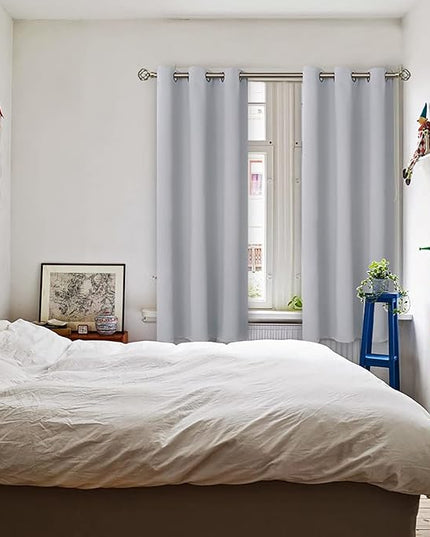 BGment Room Darkening Curtains 63 Inches Long - Grommet Thermal Insulated Drapes Window Treatment Curtains for Bedroom, 2 Panels, 42 x 63 Inch, Light Grey