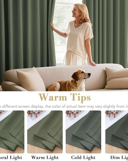 H.VERSAILTEX Blackout Window Treatment Curtains/Panels, Thermal Insulated Room Darkening Solid Grommet Drapes for Bedroom/Living Room Window (52 Inch by 108 Inch, Bronze Green, Set of 2)