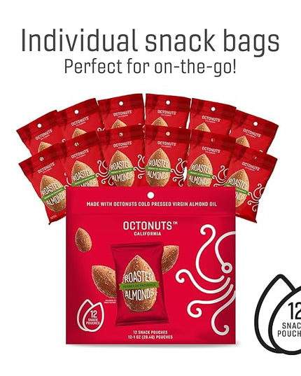 Octonuts Herbs de Provence Almonds – 12 Individually Wrapped Snack Packs (1oz Each), Healthy Snacks for Adults and Kids, Non-GMO, Keto and Gluten-Free, Roasted in Cold Pressed Olive Oil