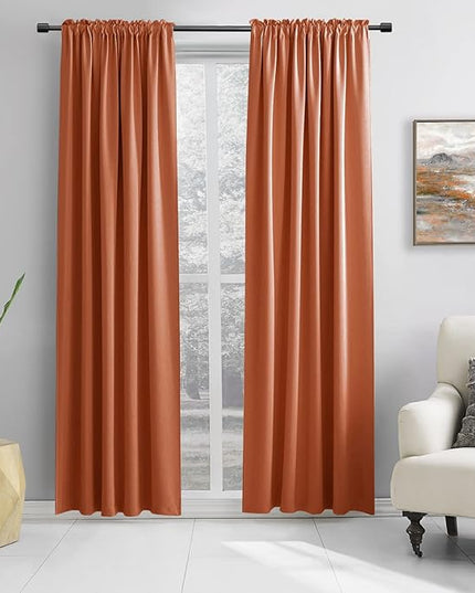 DONREN Backdrop 5FT x 8FT Curtains for Parties - Home Decoration Thermal Insulated Rod Pocket Blackout Draperies/Drapes for Bedroom (2 Panels, 60 inches x 96 inches, Burnt Orange)