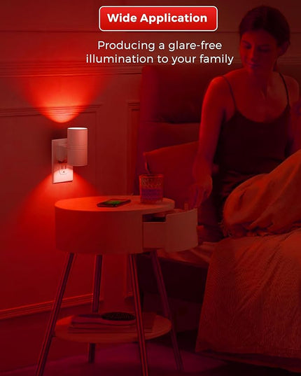 L LOHAS LED Night Light, Red Night Lights Plug into Wall, LED Nightlights, Light Sensor, Steep Aid Red, Dimmable Nightlight for Christmas, Holiday Decor, Party, Hallway, Bedroom, 2 Pack