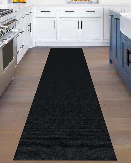 KOZYFLY Washable Runner Rug 2x8 Ft Runners for Hallways Non Slip Kitchen Runner Rugs Braided Cotton Entryway Runner Indoor, Carpet Runners for Hallway Entryway Bedroom, Black