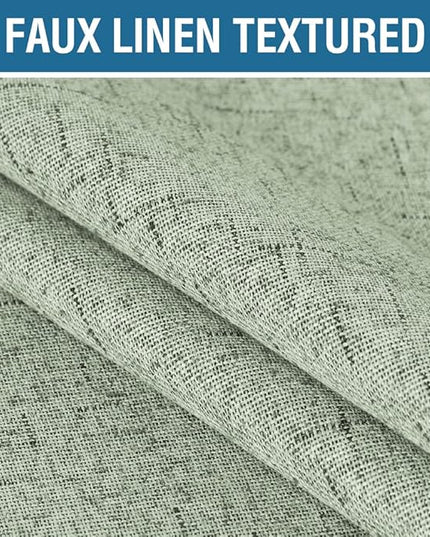 H.VERSAILTEX 100% Blackout Curtains for Bedroom 96 Inches Long Grommet Linen Face Full Light Blocking Curtain Drapes for Living Room Thermal Linen Look Curtains 2 Panels Set, 52" W x 96" L, Sage