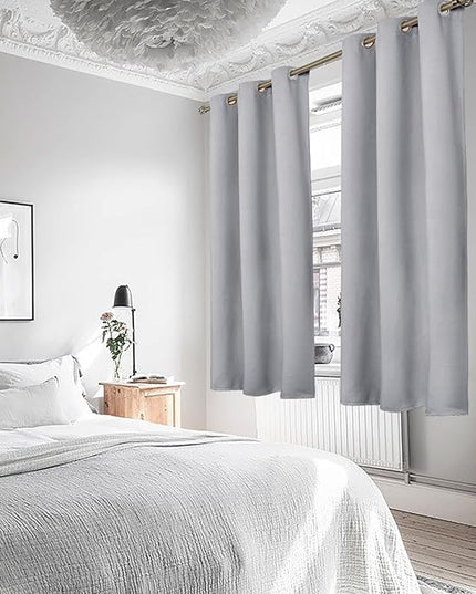 YoungsTex Light Grey Blackout Curtains 63 Inch Length for Bedroom - Thermal Insulated Window Drapes with Grommet Room Darkening for Kids Living Room, 2 Panels, 42 x 63 Inch