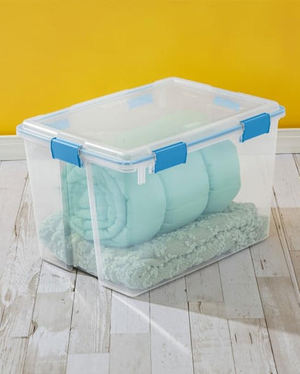 Sterilite 16-Pack Gasket Box, Weather-Resistant Storage Bins with Latching Lids, 80 Quart - Heavy-Duty Organizing Containers for Closet, Bathroom, and Office