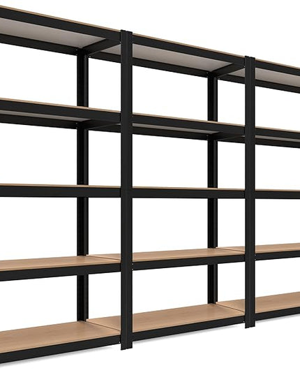 HOMEDANT House Black 5-Tier Laminated Metal Shelving Unit Adjustable Storage Utility Rack Heavy Duty Shelves Organization Shelf Kitchen Garage Pantry Closet 3Pack