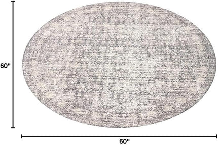 Loloi Amber Lewis Alie Collection ALE-03 Charcoal/Dove 5'-3'' x 5'-3'', .13'' Pile Height, Round Area Rug