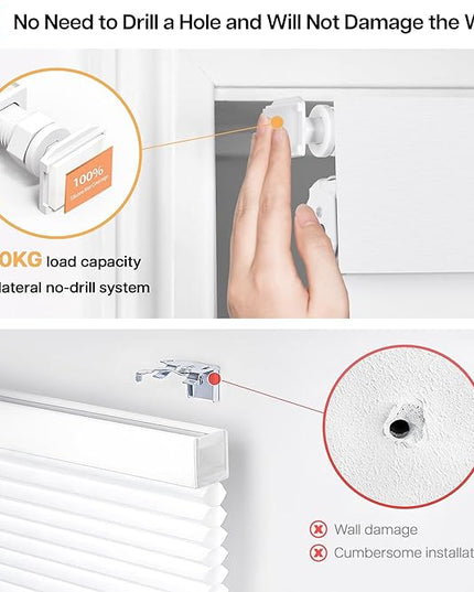 LazBlinds No Drill Blinds for Indoor Windows, Blackout Roller Shades, Cordless Window Blackout Blinds, Thermal Insulated Fabric UV Protection for Home and Office, 30.5" W x 72" H, White