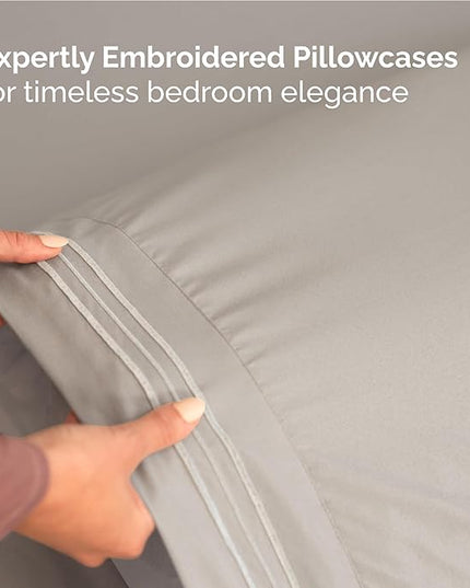 Twin XL Size 3 Piece Sheet Set - Comfy Breathable & Cooling Bed Sheets Set - Hotel Luxury Bedding for Women, Men, Kids, Teens, Boys & Girls - Deep Pockets, Soft, Wrinkle Free - Oeko-Tex - Light Grey
