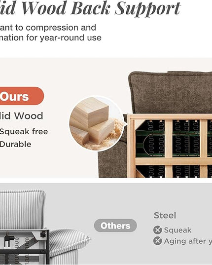 123" Cloud Modular Sectional Sofa, 3-Seater w/Deep Seat & Removable Arms, Plush Chenille for Living Room - Taupe