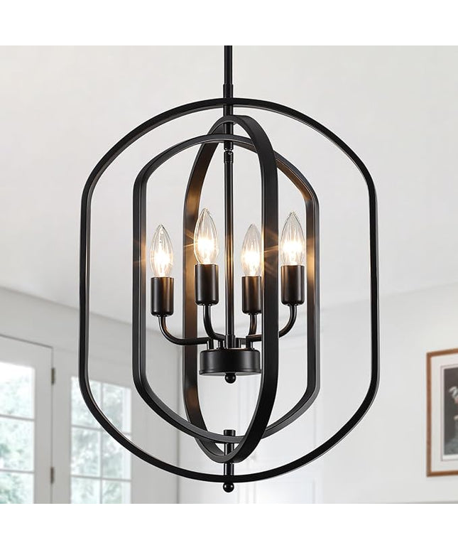 MEIJIA 4 Light Chandelier for Entryway, Large Foyer Lighting Fixtures Industrial Farmhouse Chandeliers for Dining Room Kitchen Living Room Hallway Bedroom