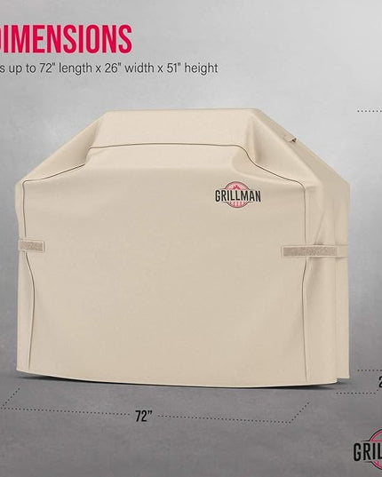 Grill Cover by Grillman, Tan, 72 Inch, BBQ Outdoor Grill Covers, Charcoal & Gas Grills, Waterproof, Rip-Proof, Weather-Resistant, Anti-UV, Barbecue Cover for Weber, Genesis, Charbroil, Nexgrill, etc