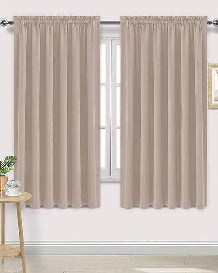 DWCN Blackout Curtains for Living Room Thermal Insulated, Energy Saving & Noise Reducing Bedroom Curtains, Camel, W 70x L 63 Inch, Set of 2 Rod Pocket Curtain Panels