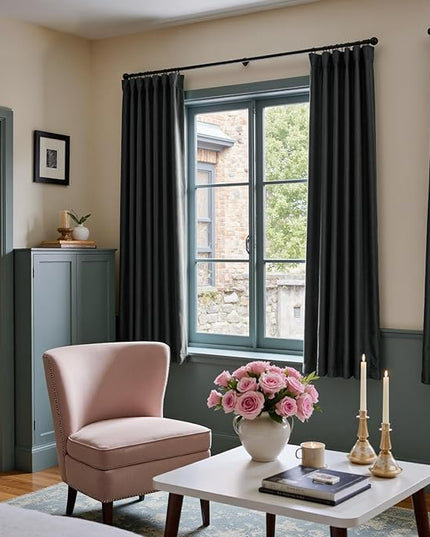 Lazzzy Velvet Blackout Curtains Thermal Insulated Room Window Drapes Super Soft Luxury Curtains for Living Room Bedroom Rod Pocket 2 Panels, Black, 52" W x 72" L