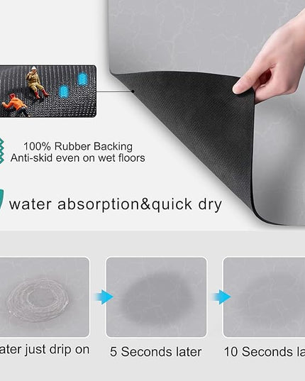 Golener Coffee Bar Mat - Under Coffee Maker Pad, Tray Mats Under Cafe Machine, Rubber Absorbent Mat, Under Appliance Mats, Dish Drying Matt, 23"x15", Marble Gray
