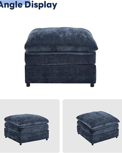 Tbfit Single Sofa Ottoman, Modern Comfy Cloud Sofa, Spring Seat Cushions, Chenille, Blue