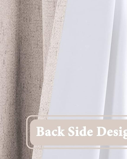 H.VERSAILTEX 100% Blackout Curtain for Bedroom 96 Inches Long Grommet Linen Face Full Light Blocking Curtain Drape for Living Room Thermal Insulated Linen Look Curtain 1 Panel, 52" W x 96" L, Natural