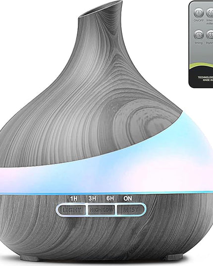 500ML Essential Oil Diffuser: Aroma Diffuser with Remote Control for Hotel Spa Yoga Room - Humidifiers for Bedroom with 14 Colors LED Night Light for Kids/Women Home Relaxation