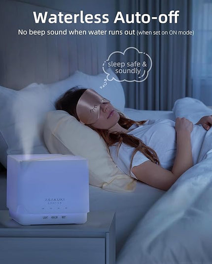 ASAKUKI Essential Oil Diffuser, Multifunctional Ultrasonic Aromatherapy Fragrant Oil Vaporizer Humidifier with Timer, Auto-Off Safety Switch, and 7 LED Light Colors, 700 ml (White)