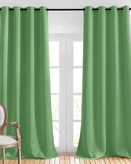 NICETOWN Room Darkening Window Curtains 90 inch Length, Thermal Insulated Grommet Light Blocking Solid Curtain Drapes for Bedroom/Living Room, Forest Green, Set of 2, W52 x L90
