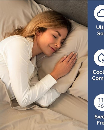 Full Size 4 Piece Sheet Set - Comfy Breathable & Cooling Bed Sheets Set - Hotel Luxury Bedding for Women, Men, Kids, Teens, Boys & Girls - Deep Pockets, Ultra-Soft and Wrinkle Free - Oeko-Tex - Cream
