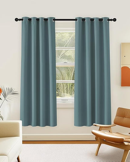 NICETOWN Room Darkening Curtain for Living Room - Energy Saving Thermal Insulated Grommet Room Darkening Curtain/Drape for Bedroom (1 Panel, 46 by 72, Greyish Blue)