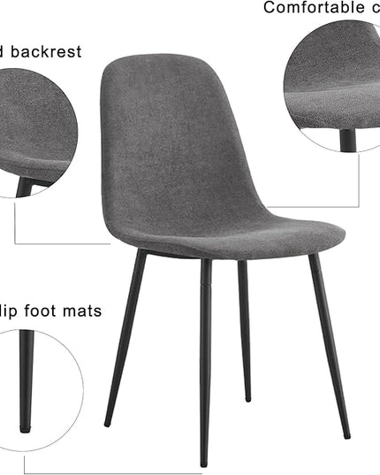 Kitchen Table Chairs Set of 4, Modern 55'' Dark Wood Dining Table and Fabric Dining Chairs Set of 4,Dining Table Set for 4,Ideal for Kitchen Dining Room