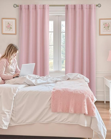 BGment Pink Curtains 84 inch for Bedroom - Rod Pocket and Back Tab Blackout Curtains Thermal Insulated Room Darkening Curtains for Living Room, 2 Window Curtain Panels (38 x 84 Inch, Pink)