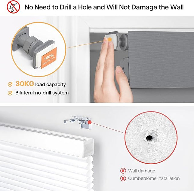 LazBlinds Custom Size No-Drill Blackout Blinds - Easy Install for Renters & Child Safe Cordless Roller Shades, Thermal Insulated for Home Office, 100% Light Blocking, Blackout-Grey