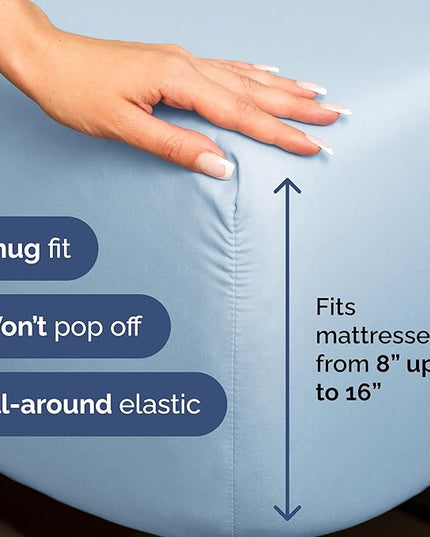 Twin Size 3 Piece Sheet Set - Comfy Breathable & Cooling Bed Sheets Set - Hotel Luxury Bedding for Women, Men, Kids, Teens, Boys & Girls - Deep Pockets, Soft and Wrinkle Free - Oeko-Tex - Light Blue