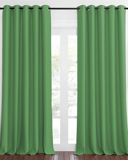 NICETOWN Patio Blackout Curtain Panels - Extra Wide Sliding Door Thermal Insulated Drape, Privacy Room Divider Curtain for Bedroom Office (Froest Green, 66 x 118 Inch Long)
