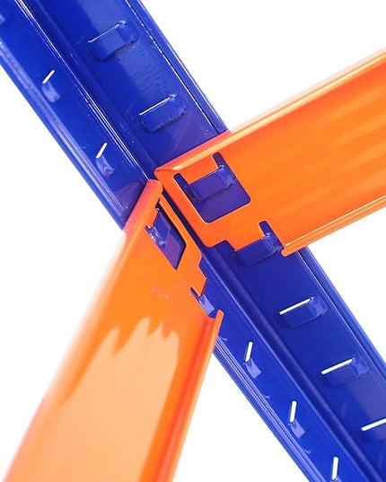 Heavy Duty Storage Shelving Unit, 5-Tier Metal Rack, Blue and Orange Iron Frame, 70.8x35.4x15.7 Inches, Multipurpose Organization for Garage, Kitchen, Office