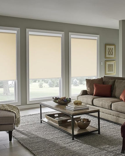 ZSHINE Motorized Blackout Window Blinds Customize Width (23-95 Inches) Remote Control Wireless and Rechargeable Roller Shades Blinds for Windows, Home, Office, Hotel, Club, Restaurant(82010J)