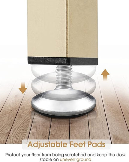 ivinta Computer Desk, Small Home Office Desk with Storage Shelves for Living Room, Bedroom, Office Whale (White and Gold, 44.8")